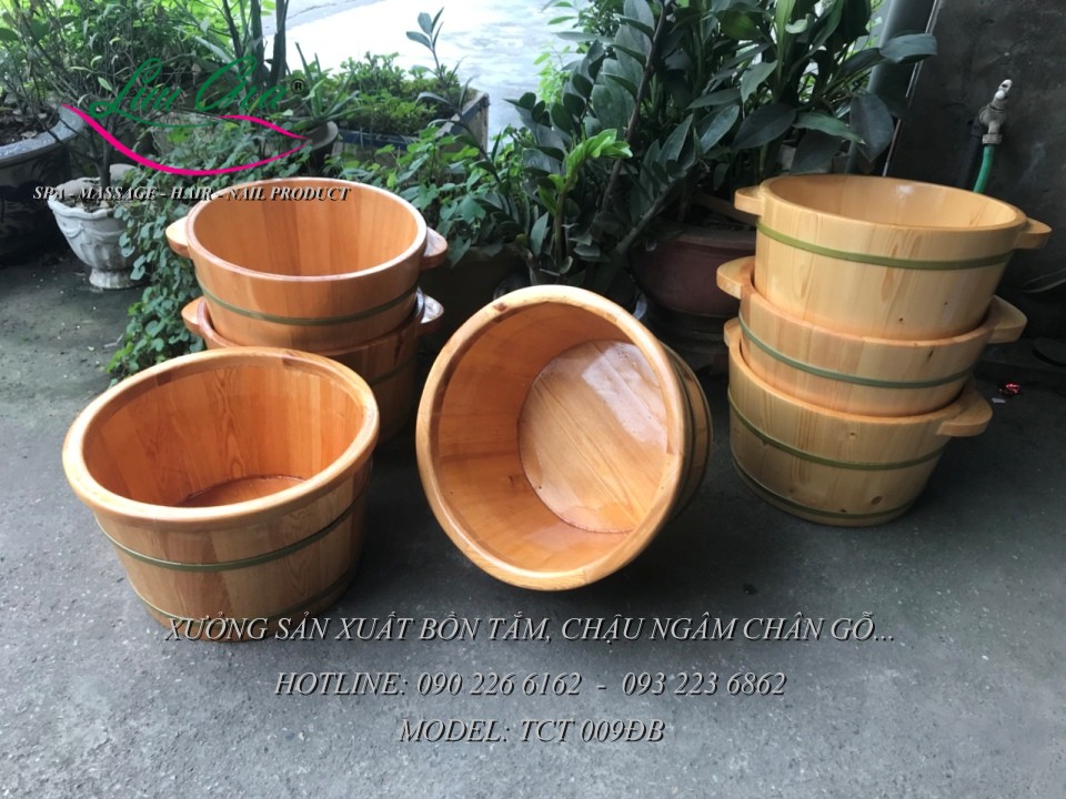 Chậu ngâm chân gỗ pơ mu TCT 009ĐB