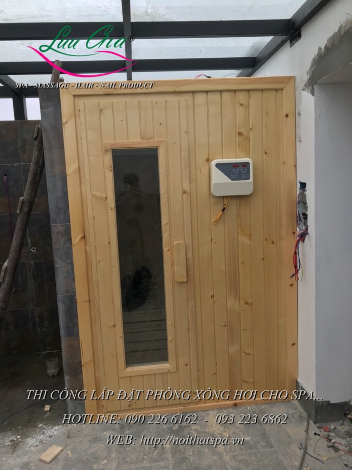 phòng xông hơi khô, lắp đặt tại spa nguyệt quế, long biên.